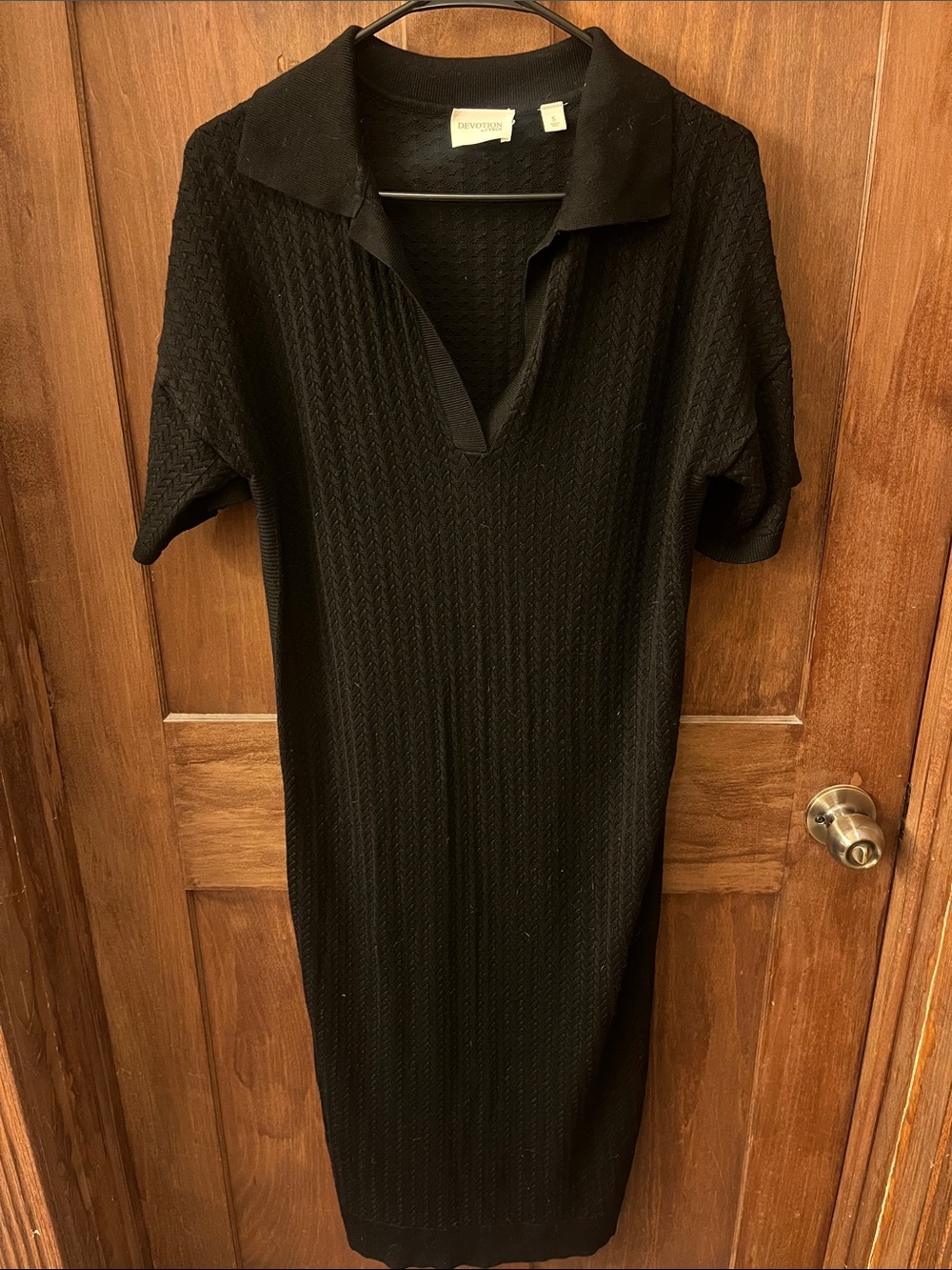 Cyrus Black Knit Short-Sleeve Polo Sweater